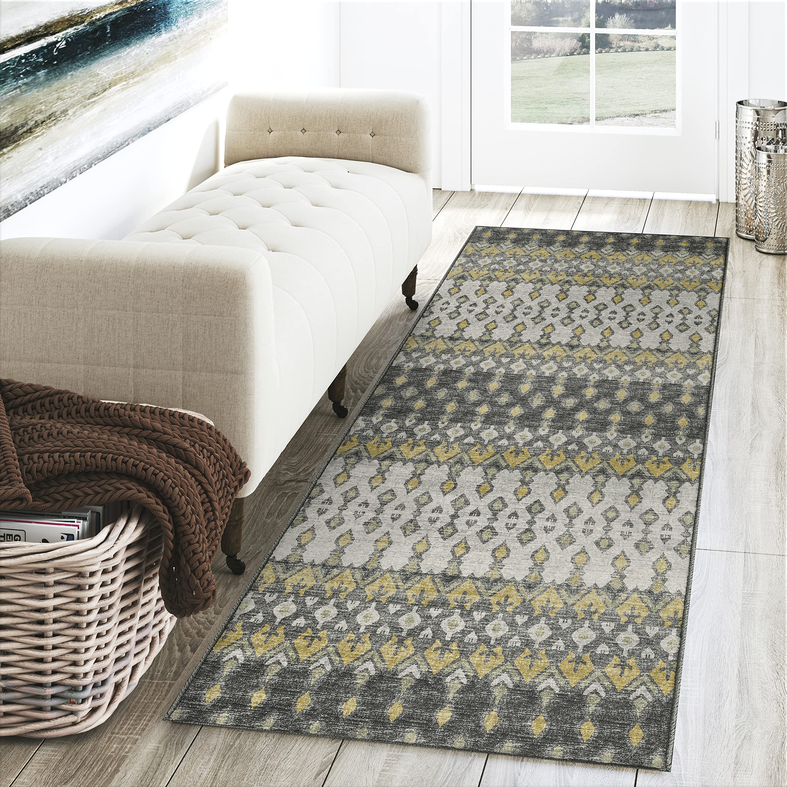 Dalyn Rugs Brisbane Br1 Tribal Trellis Pewter 2'3&quot; X 7'6&quot;