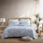 Tommy Bahama - Queen Quilt Set, Reversible Cotton Bedding With Matching Shams, Tropical All Season Home Decor (Palmday Medium Bl