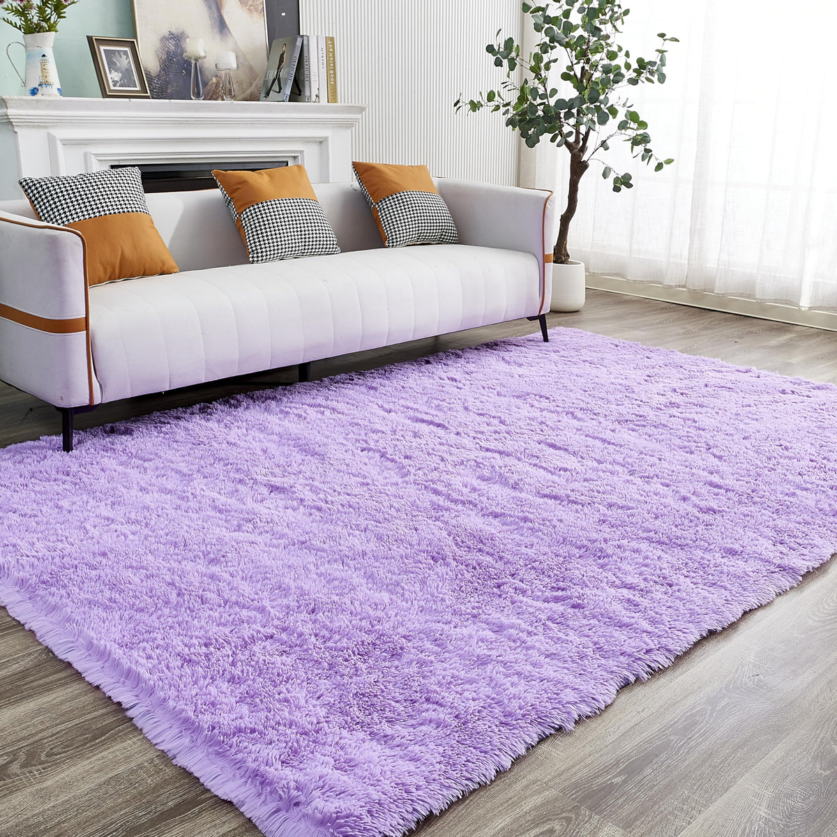 Yqqrigro Rugs For Living Room, Purple Rugs For Bedroom, Large Fluffy Area Rugs 8X10 Clearance For Playroom Soft Modern Shag Rugs
