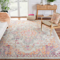 SAFAVIEH Madison Collection Area Rug - 6 x 9, Beige & Orange, Boho Chic Medallion Distressed Design, Non-Shedding & Easy Care,