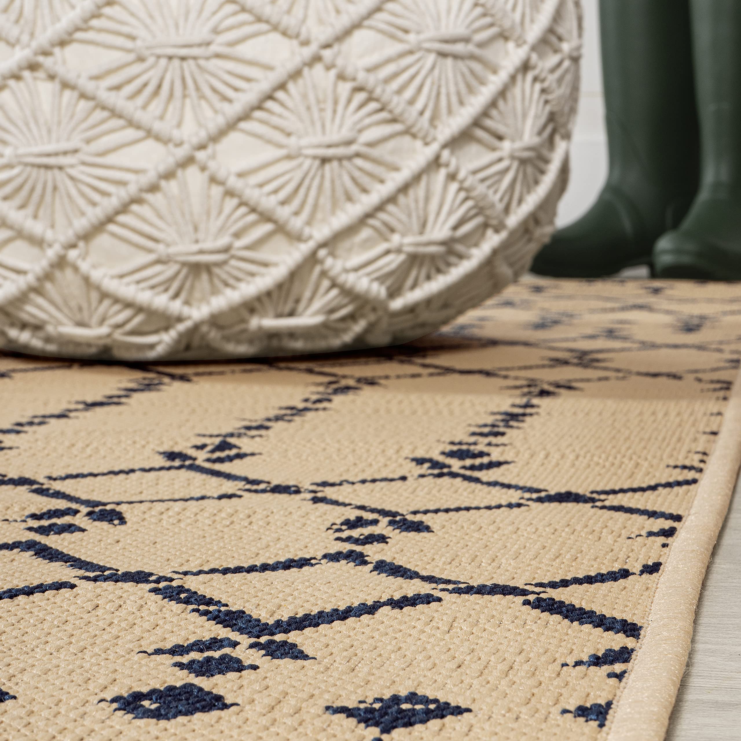 Jonathan Y Smb108H-5R Ourika Moroccan Geometric Textured Weave Indoor Outdoor Area Rug, Coastal,Traditional,Transitional Easy Cl