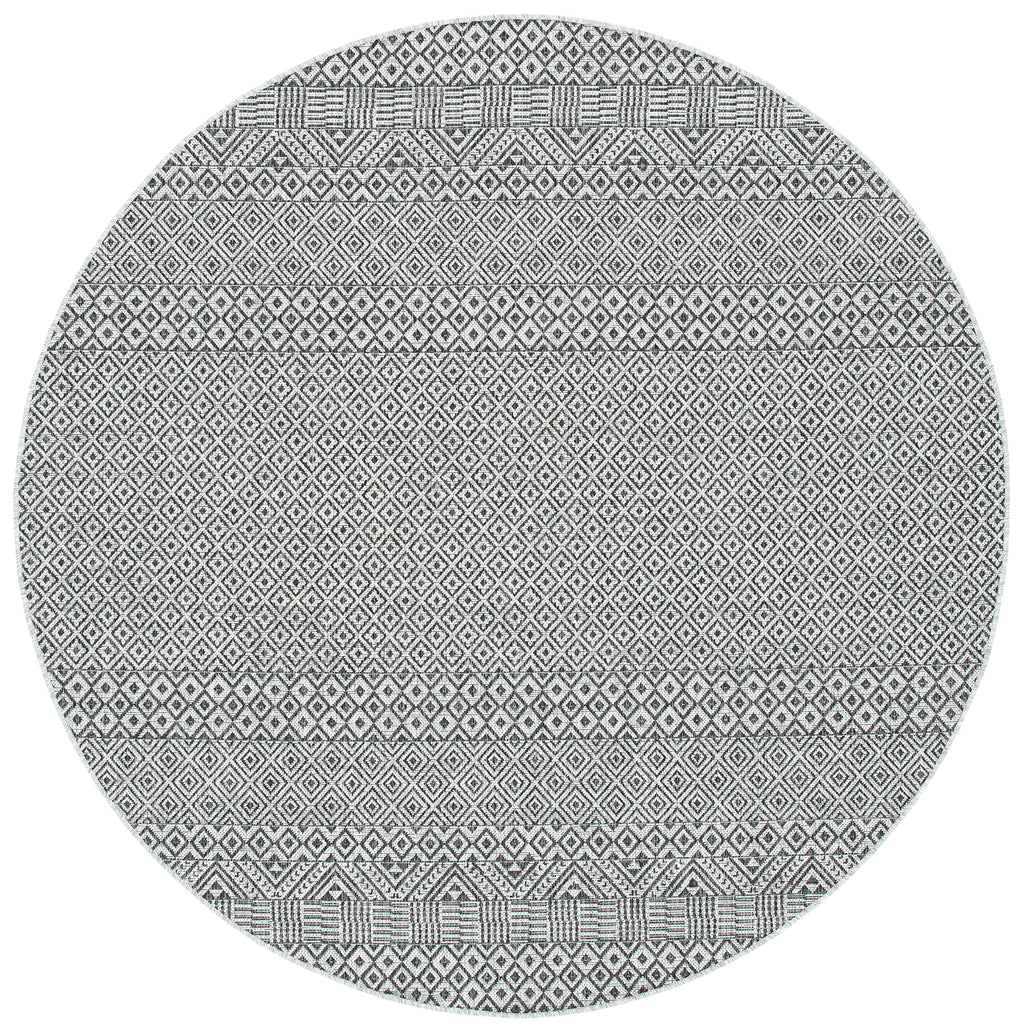Safavieh Courtyard Collection 7'1' Round Grey/Black Cy8235 Indoor/ Outside Waterproof Easy Cleansingpatio Backyard Mudroom Area Mat
