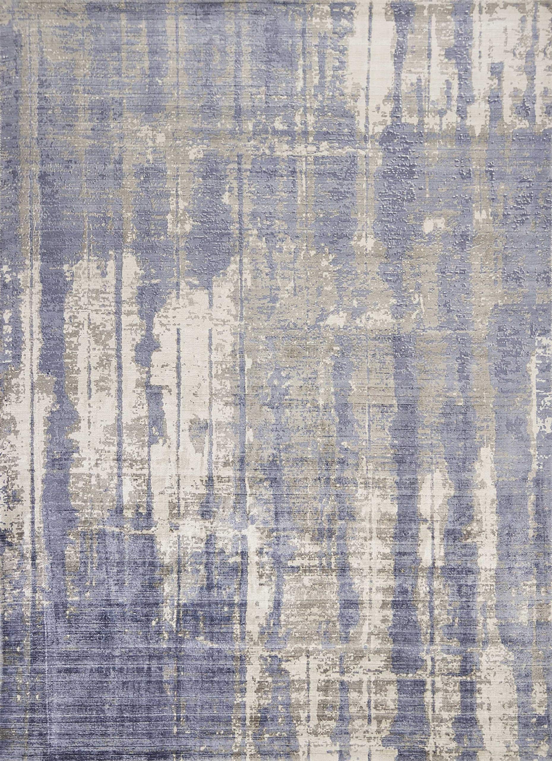 HomeRoots 7 x 10 Viscose Grey or Blue Area Rug