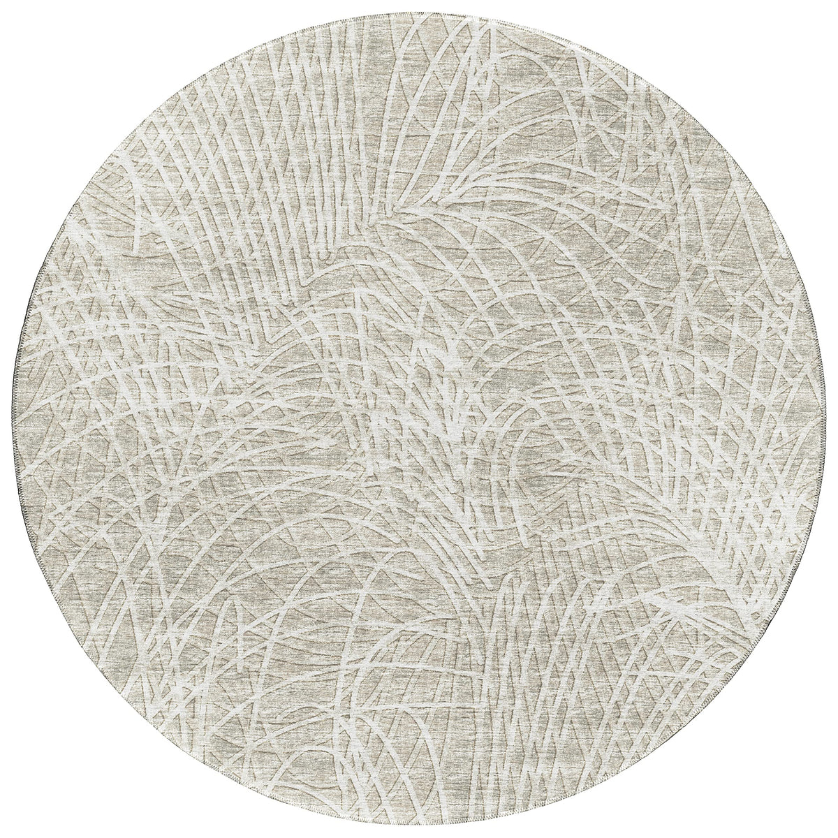 Addison Rugs Rylee Ary32 Beige Washable 8' X 8' Indoor Outdoor Round Rug, Easy Clean, Machine Washable, Non Shedding, Bedroom, Entry, Living Room, Dining Room, Kitchen, Patio Rug