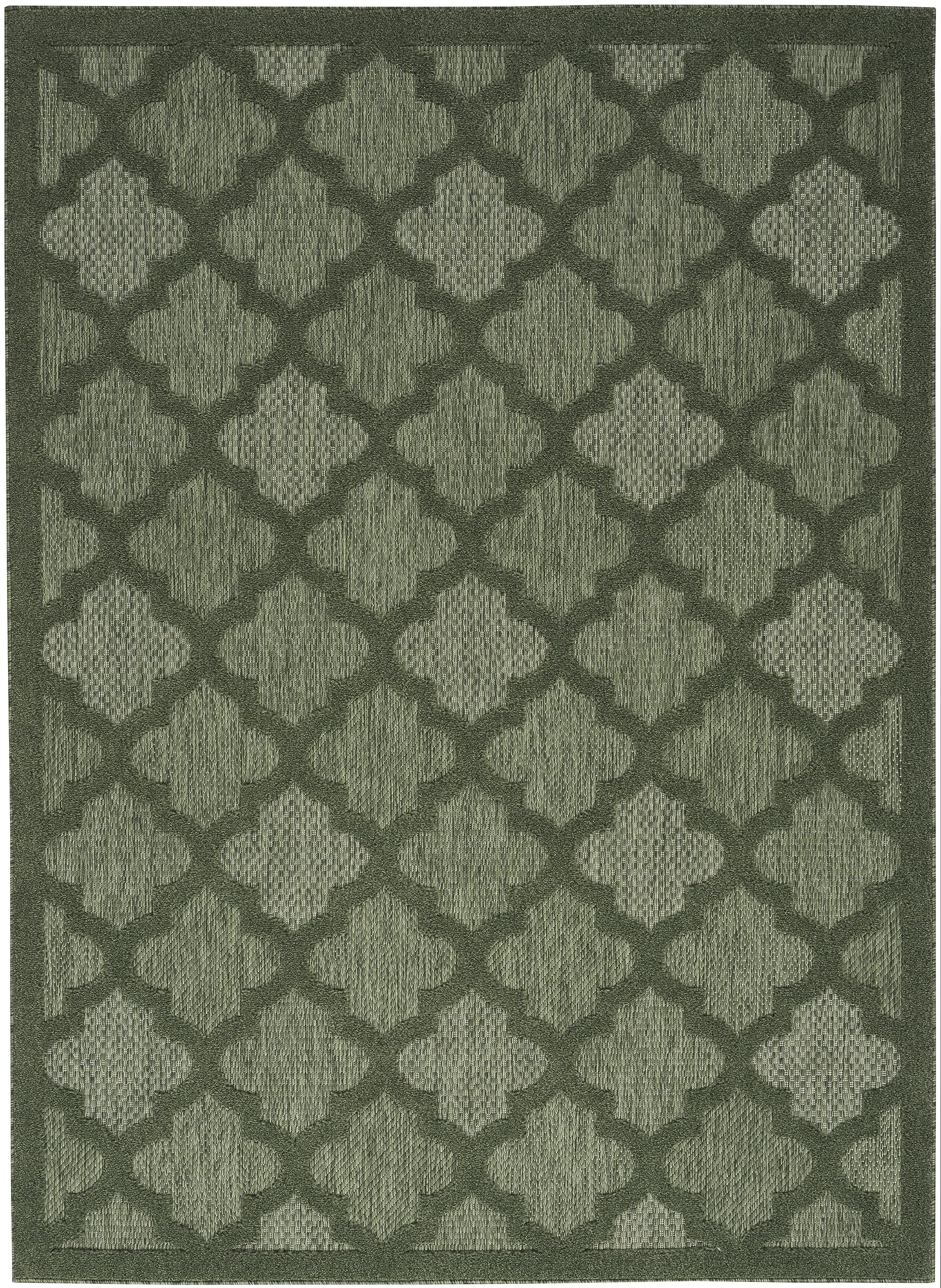 Nourison Easy Care Indoor/Outdoor Green 4' X 6' Area Rug, Easy Cleaning, Non Shedding, Bed Room, Living Room, Dining Room, Backyard, Deck, Patio (4X6)
