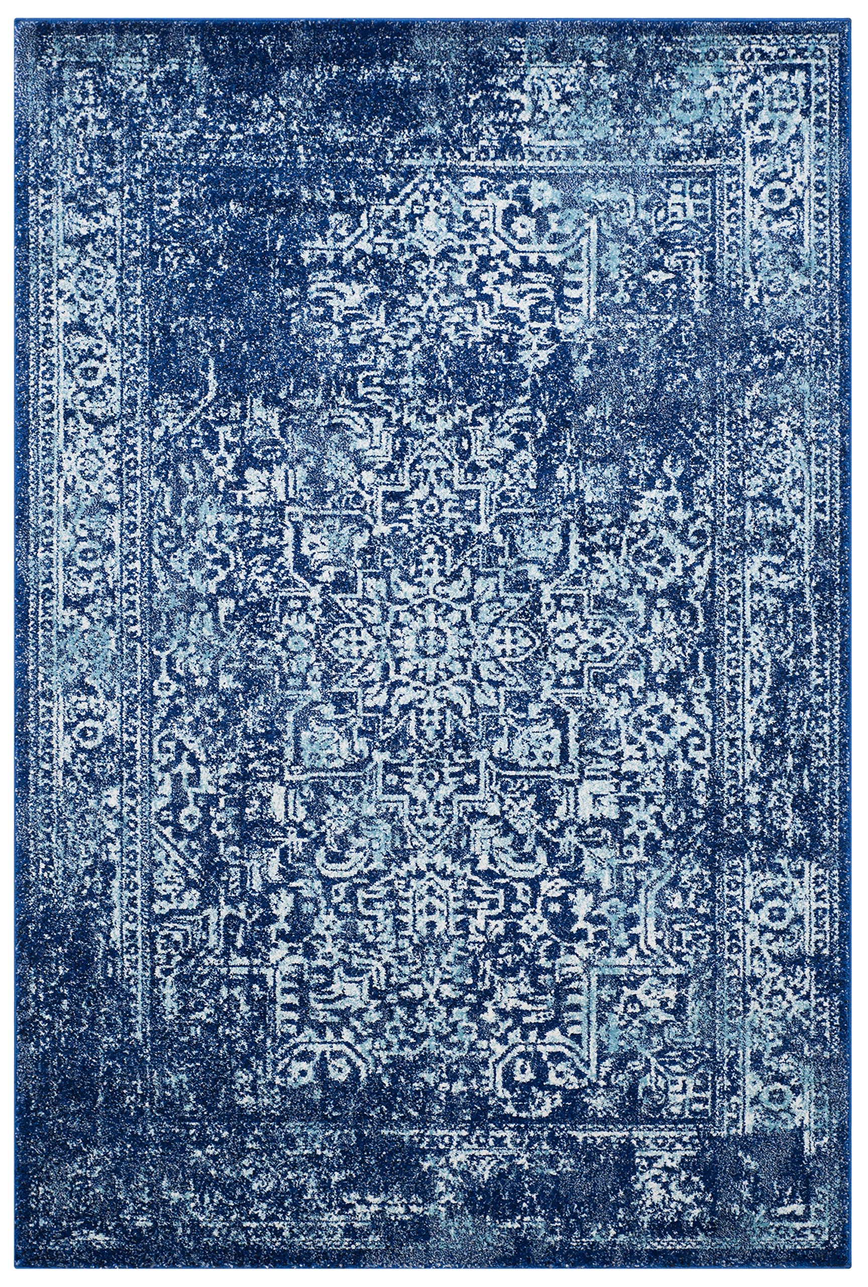 SAFAVIEH Evoke Collection Area Rug - 53 x 76, Navy & Ivory, Oriental Distressed Design, Non-Shedding & Easy Care, Ideal for Hi