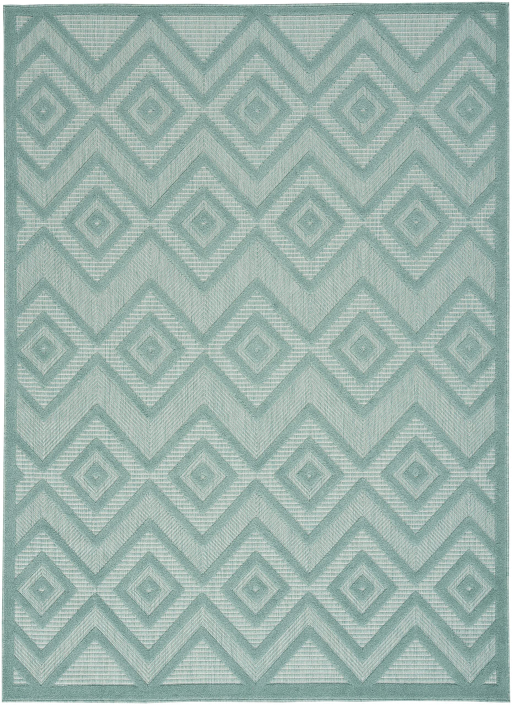 Nourison Versatile Indoor/Outdoor Aqua/Teal 6' X 9' Area Rug, Easy Cleaning, Non Shedding, Bed Room, Living Room, Dining Room, Deck, Backyard, Patio, High Traffic Area (6X9)