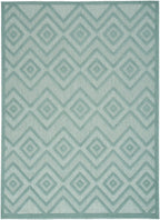 Nourison Versatile Indoor/Outdoor Aqua/Teal 6' X 9' Area Rug, Easy Cleaning, Non Shedding, Bed Room, Living Room, Dining Room, Deck, Backyard, Patio, High Traffic Area (6X9)