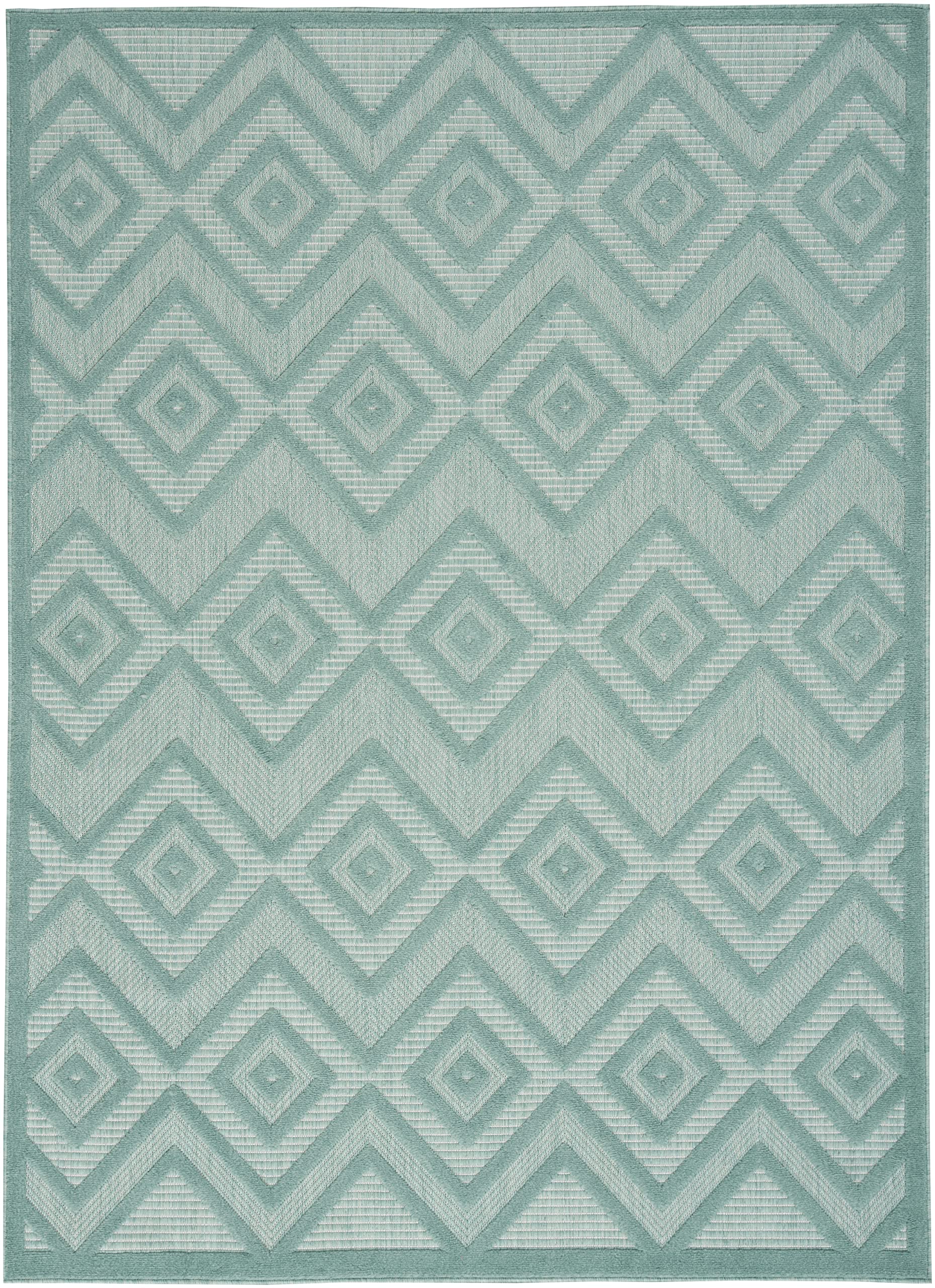 Nourison Versatile Indoor/Outdoor Aqua/Teal 4' X 6' Area Rug, Easy Cleaning, Non Shedding, Bed Room, Living Room, Dining Room, Deck, Backyard, Patio, High Traffic Area (4X6)