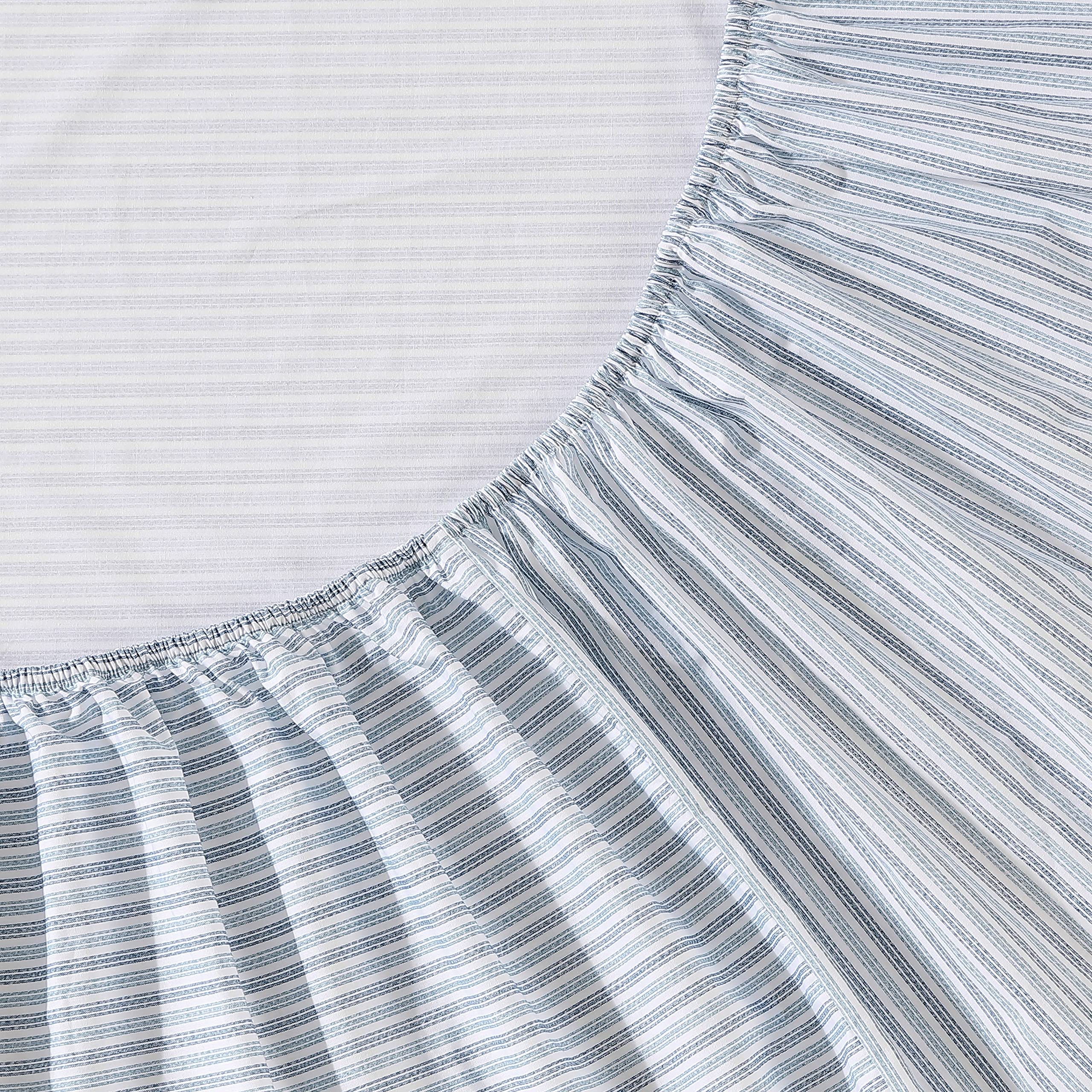 Eddie Bauer Sheets Cotton Percale Bedding Set, Crisp & Cool, Stylish Home Decor, Twin, Ticking Stripe Blue/White