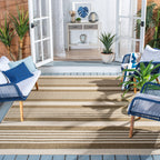 Safavieh Courtyard Collection 8' X 10' Brown/Bone Cy6062 Stripe Indoor/ Outdoor Waterproof Easy Cleaning Patio Backyard Area Rug