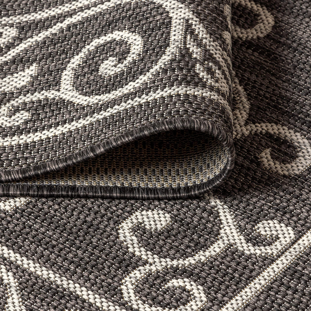 Jonathan Y Smb106G-9 Charleston Vintage Filigree Textured Weave Indoor Outdoor Area-Rug Classic Coastal Easy-Cleaning Bedroom Kitchen Backyard Patio Non Shedding, 9 X 12, Black/Gray