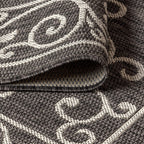 Jonathan Y Smb106G-9 Charleston Vintage Filigree Textured Weave Indoor Outdoor Area-Rug Classic Coastal Easy-Cleaning Bedroom Kitchen Backyard Patio Non Shedding, 9 X 12, Black/Gray