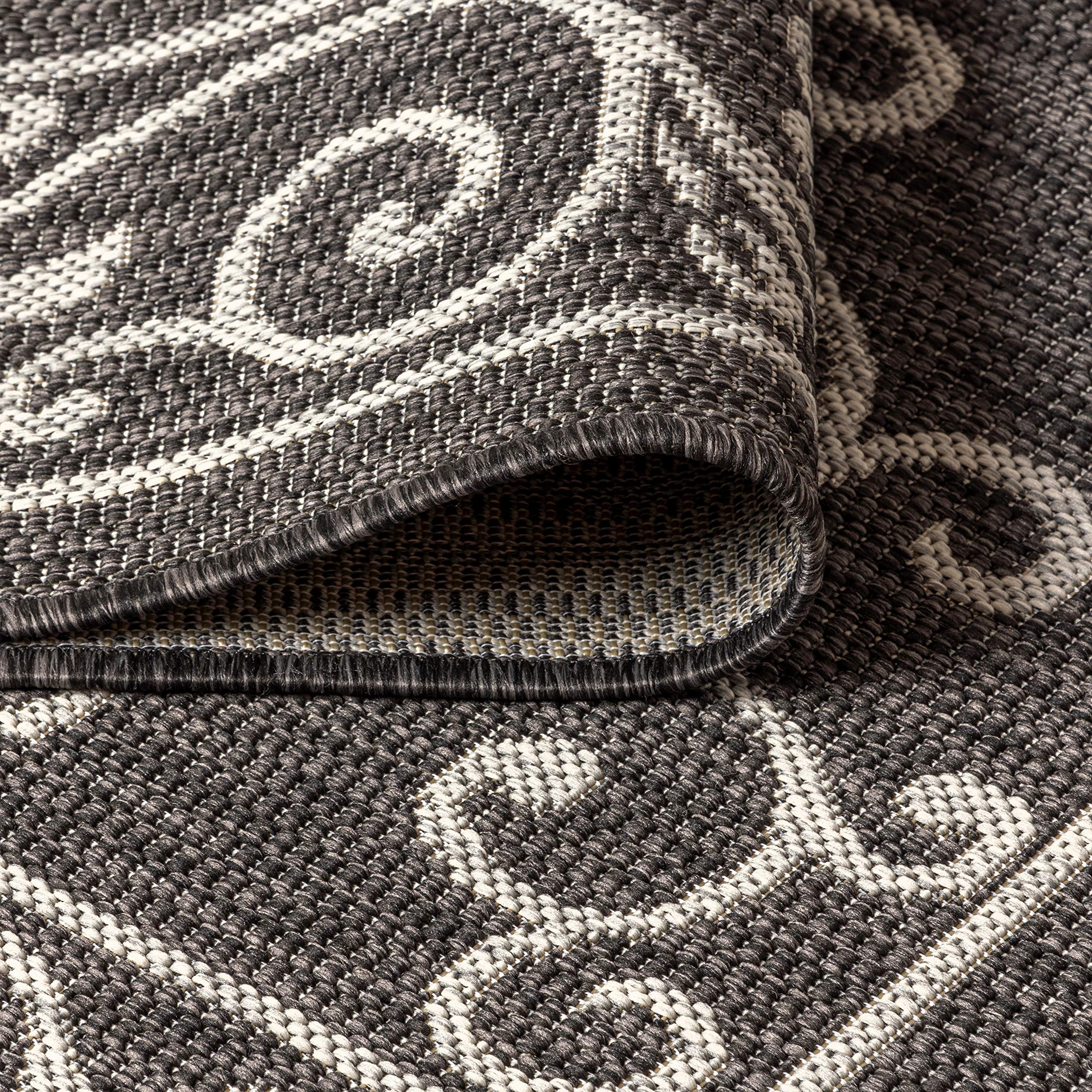 Jonathan Y Smb106G-9 Charleston Vintage Filigree Textured Weave Indoor Outdoor Area-Rug Classic Coastal Easy-Cleaning Bedroom Kitchen Backyard Patio Non Shedding, 9 X 12, Black/Gray