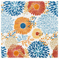 Safavieh Cabana Collection Area Rug - 6'7' Square, Creme & Red, Floral Design, Non-Shedding & Easy Care, Indoor/Outdoor & Washa