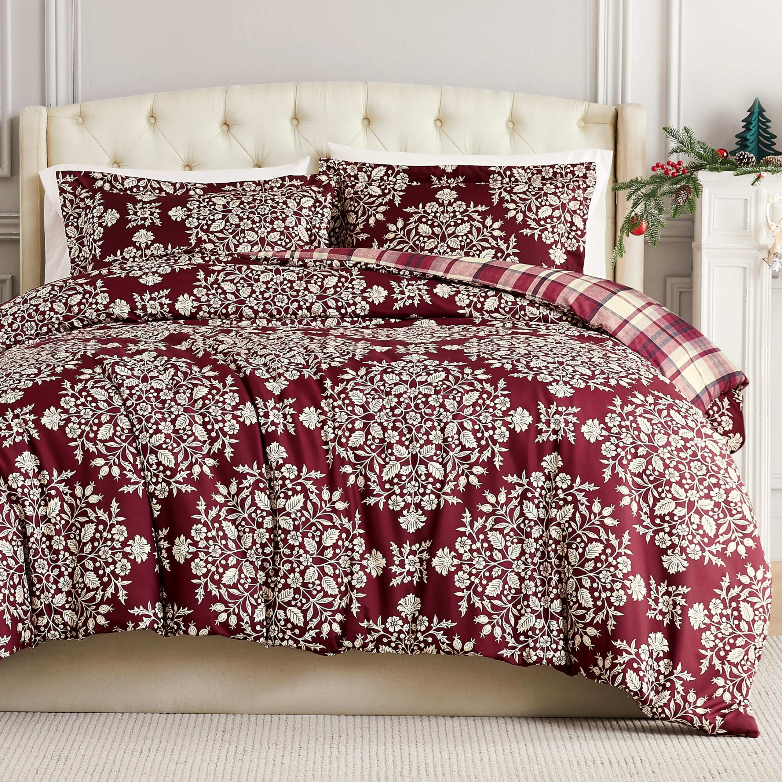 Southshore Fine Living, Inc. Christmas Bedding Twin Duvet Cover Set With Pillow Sham, Reversible Holiday Bedding Set With 2 Desi