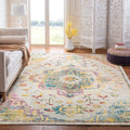 SAFAVIEH Crystal Collection Area Rug - 9 x 12, Light Blue & Grey, Medallion Distressed Design, Non-Shedding & Easy Care, Ideal