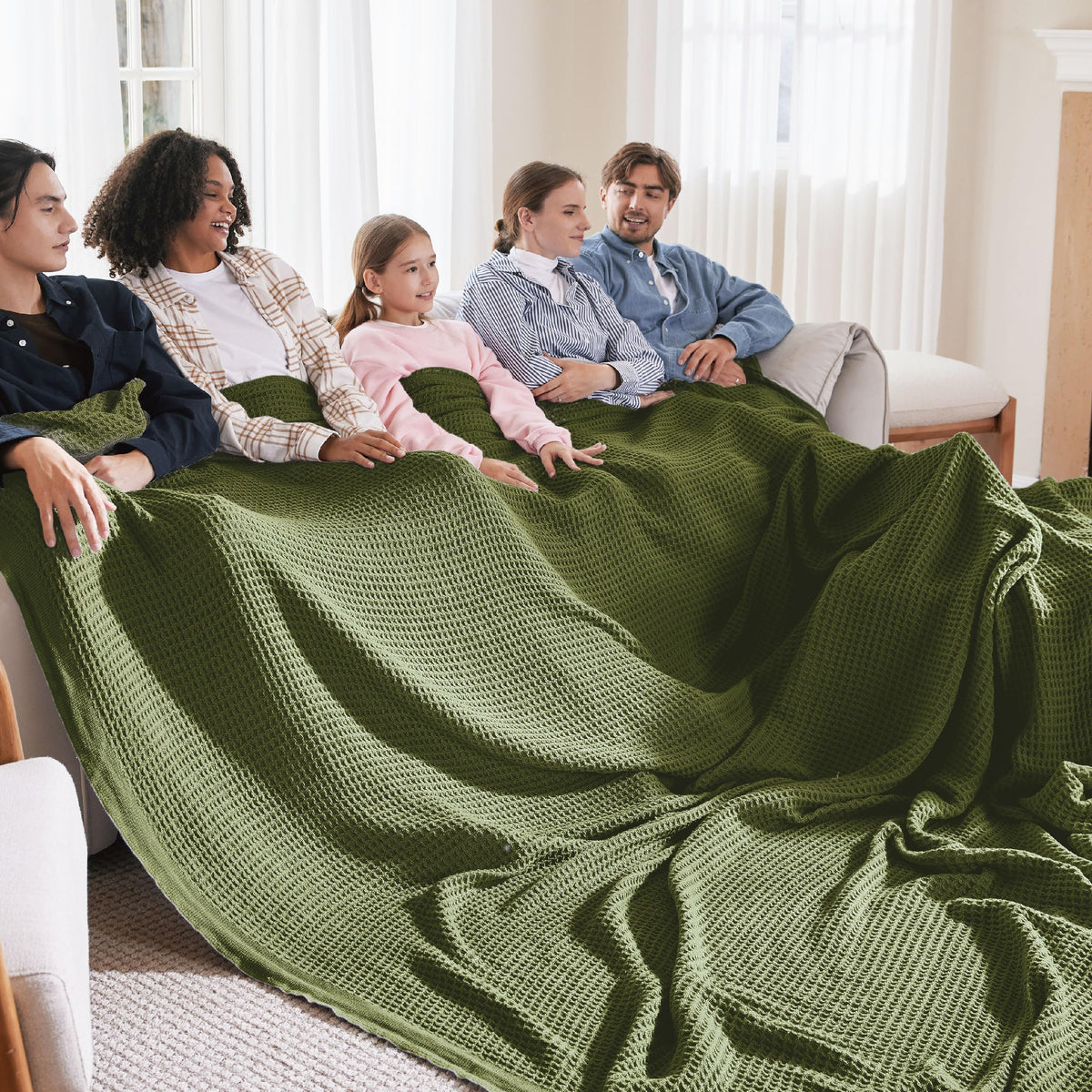 Bedsure 100% Cotton Large Blanket Oversized King For Bed - Waffle Weave Fall Blanket, Lightweight And Breathable Big Blanket, Ol