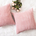 Home Brilliant Throw Pillow Covers Pink Couch Pillow Covers 18X18 Decoration Supersoft Striped Velvet Corduroy Decorative Pillow