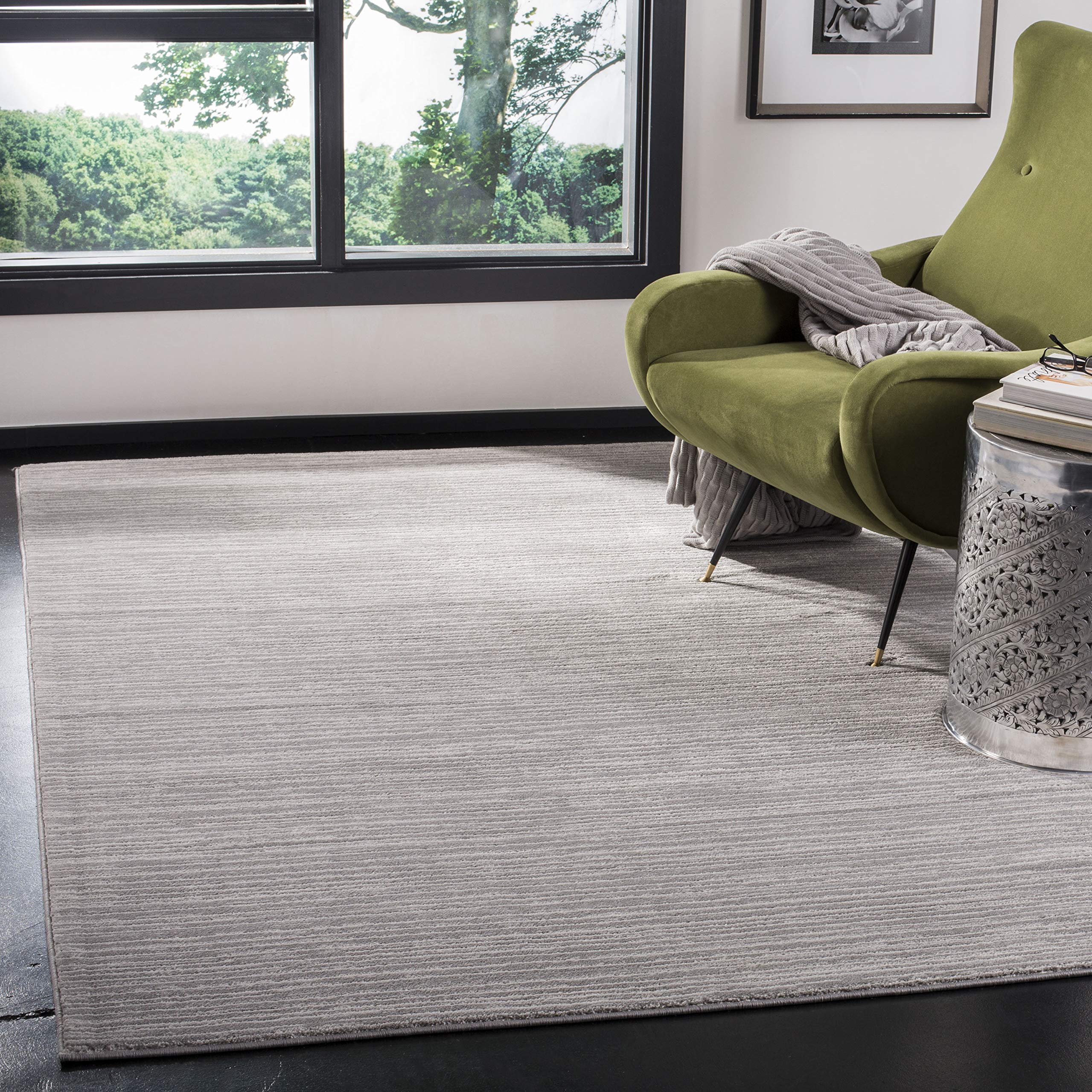 SAFAVIEH Vision Collection 8 Square Silver VSN606G Modern Ombre Tonal Chic Non-Shedding Living Room Bedroom Area Rug