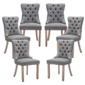 Lktart Upholstered Dining Chairs Set Of 6 With Button Tufted, Linen Chair With Solid Wood Legs For Dining Room, Living Room, Bed