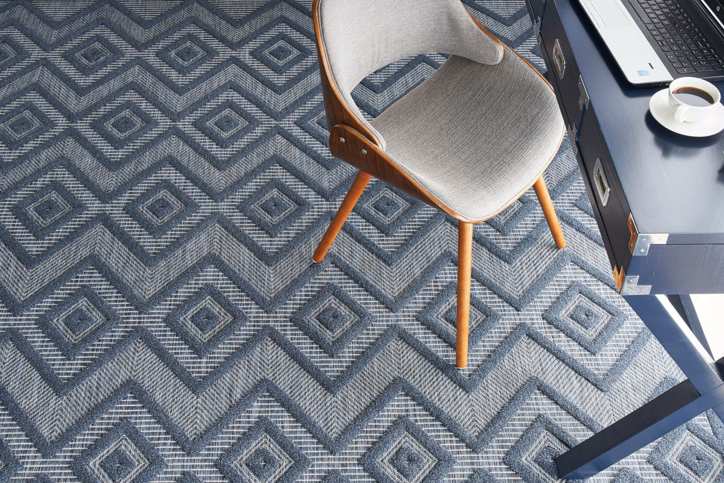 Nourison Versatile Indoor/Outdoor Navy Blue 6' X 9' Area Rug, Easy Cleaning, Non Shedding, Bed Room, Living Room, Dining Room, Deck, Backyard, Patio, High Traffic Area (6X9)