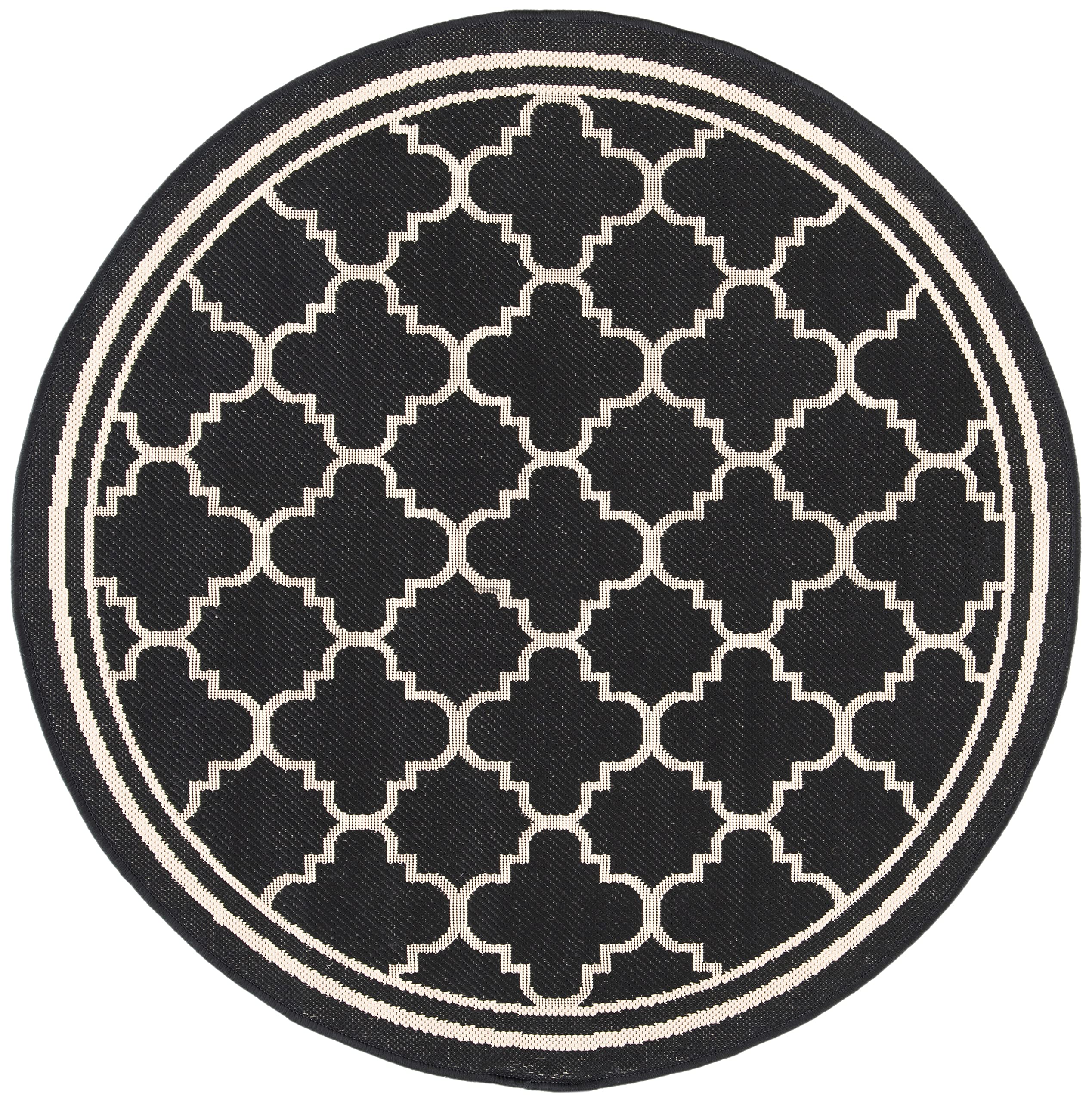 SAFAVIEH Courtyard Collection 4 Round Black/Beige CY6918 Trellis Indoor/ Outdoor Splashproof Easy Scrubbing Patio Backyard Mudr