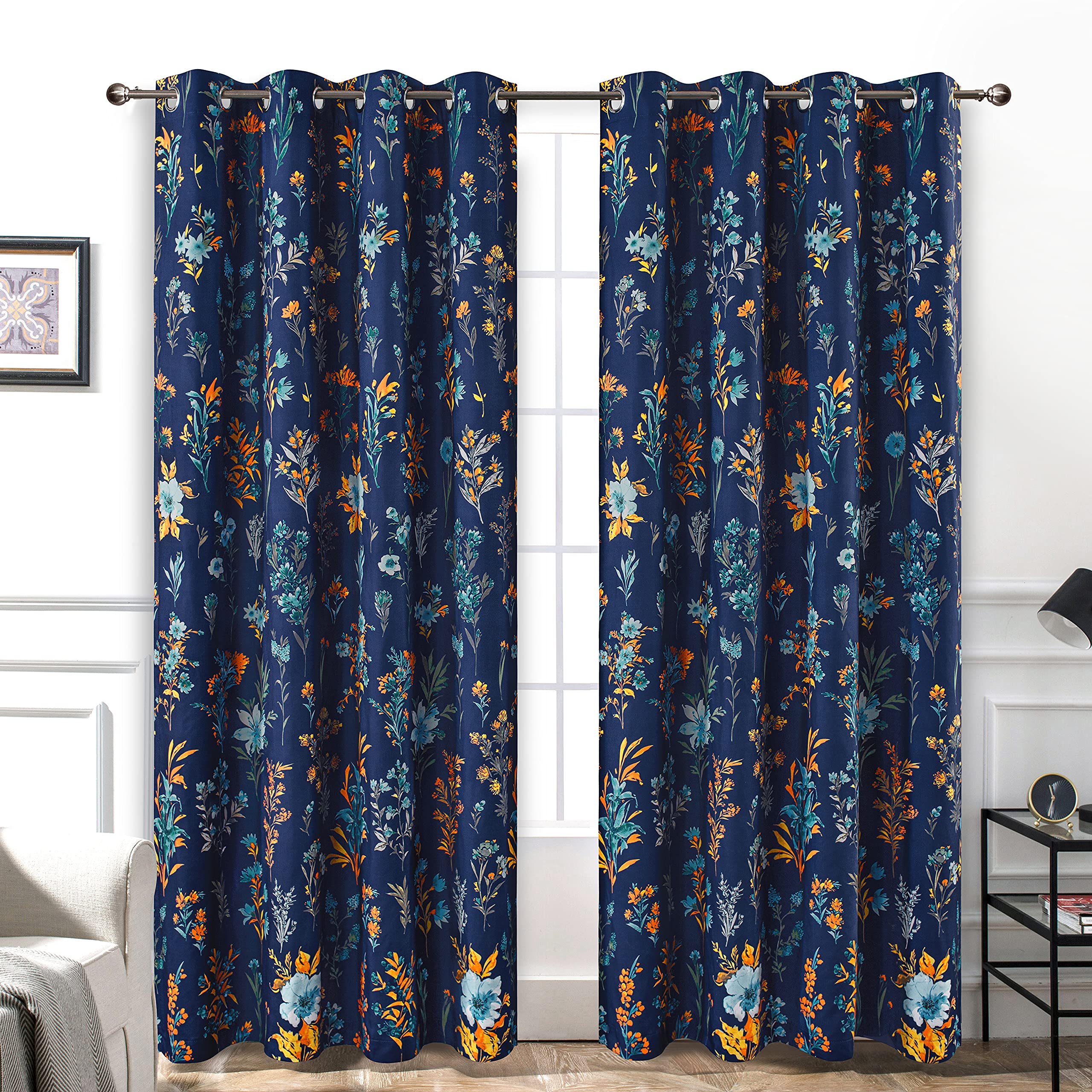 Driftaway Floral Curtains For Bedroom 84 Inches Long Living Room Lined Blackout Drapes Thermal Insulated Grommet For Kitchen Win