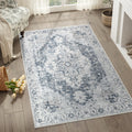 jinchan Area Rug 3x5 Washable Rug Vintage Rug Indoor Floor Distressed Carpet Gray Multi Thin Rug Grey Chenille Mat Accent Rug Li