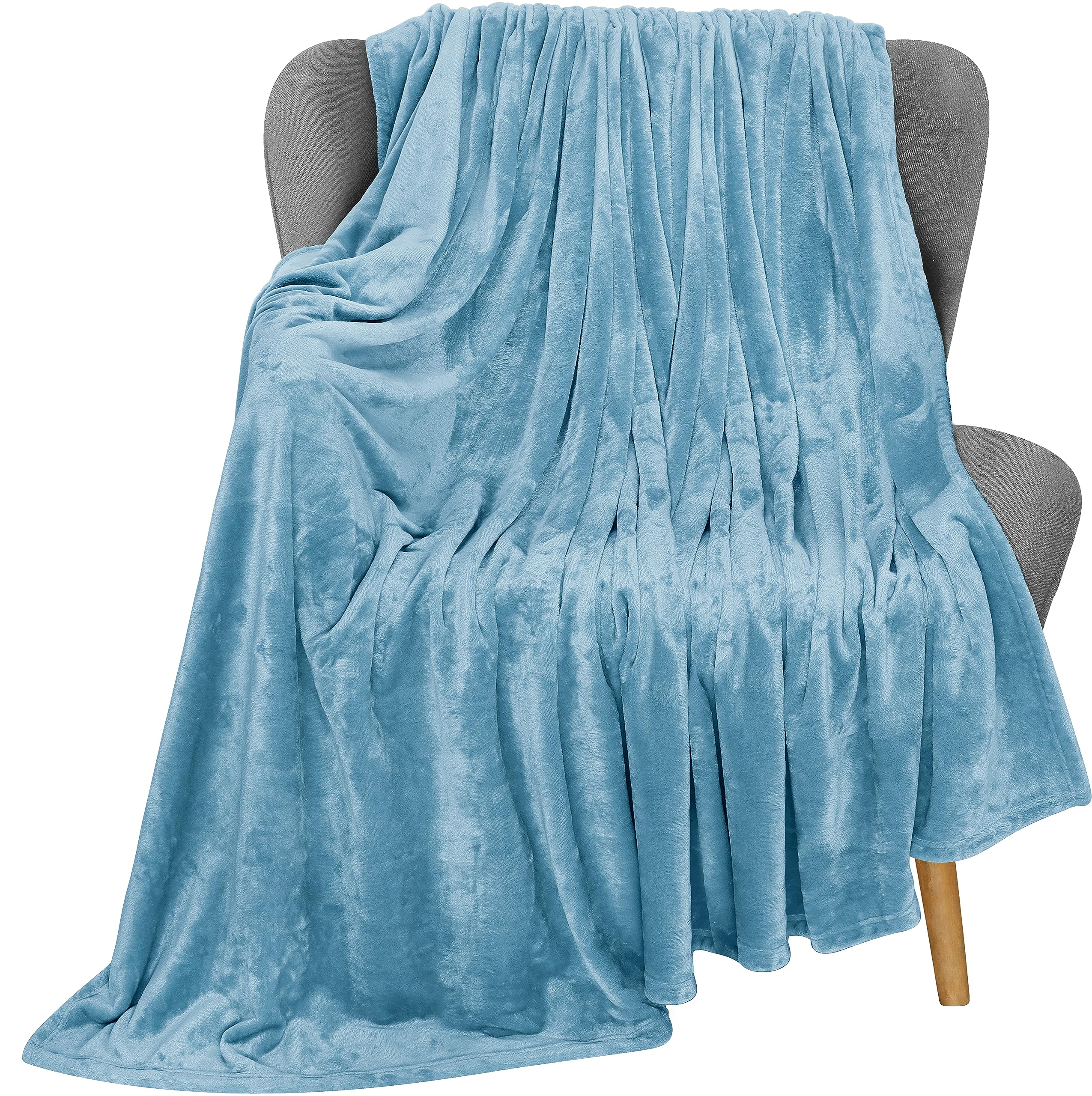 Utopia Bedding Fleece Blanket Throw Size Washed Blue 300Gsm Luxury Fuzzy Soft Anti-Static Microfiber Bed Blanket (60X50 Inches)