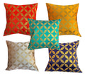 Pink Parrot Dupian Jacquard Multi Colour Throw Pillow Covers/Cushion Covers (16X16 Inches)  Set Of 5 Pcs