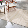 Fab Habitat Outdoor Rug - Waterproof, Fade Resistant, Crease-Free - Premium Recycled Plastic - Neutral Striped - Patio, Porch, D