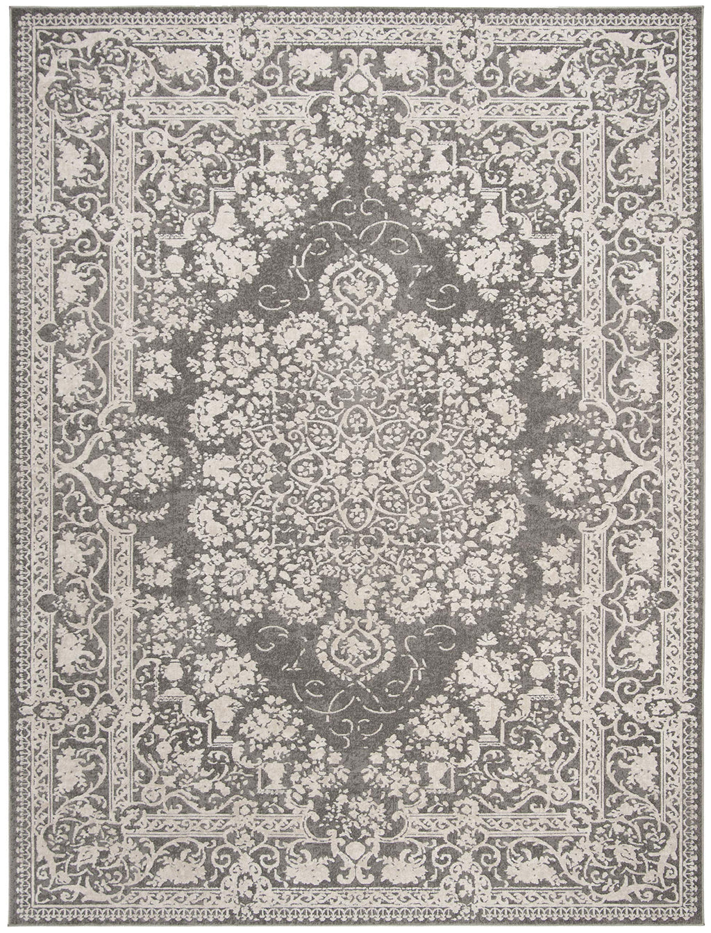 Safavieh Reflection Collection X-Large Area Rug - 11' X 15', Dark Grey & Cream, Vintage Distressed Design, Non-Shedding & Easy C