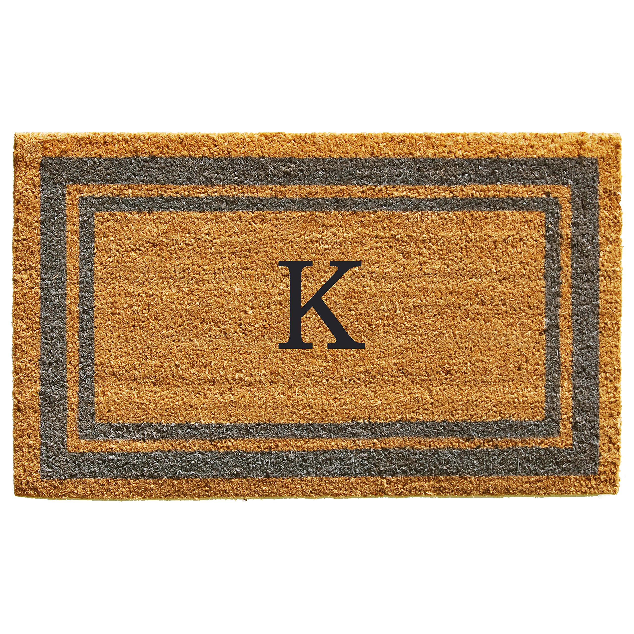 Calloway Mills 153022436K Periwinkle Border 24 x 36 Monogram Doormat, (Letter K)
