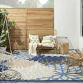 Nourison Aloha Indoor/Outdoor Blue/Multicolor 9' X 12' Area Rug, Tropical, Botanical, Easy Cleaning, Non Shedding, Bed Room, Liv