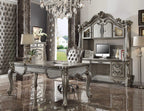 HomeRoots Upholstery, Poly Resin Executive Chair w/Swivel & Lift, Silver PU & Antique Platinum