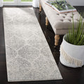 SAFAVIEH Madison Collection Runner Rug - 23 x 8, Ivory & Silver, Glam Ogee Trellis Distressed Design, Non-Shedding & Easy Care