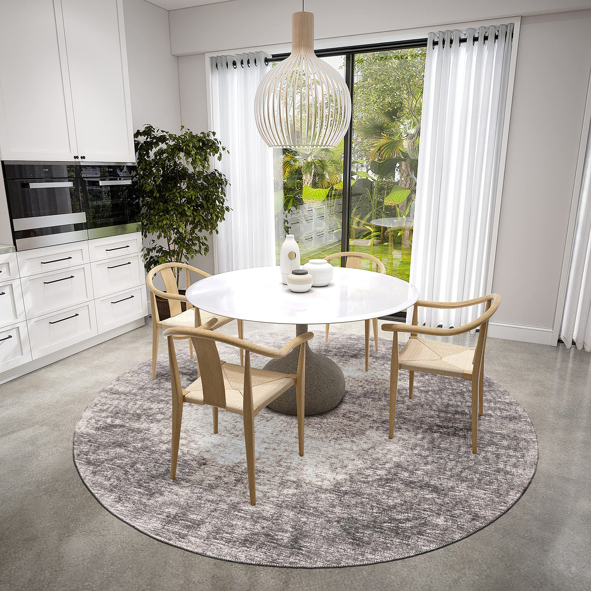 Addison Rugs Rylee Ary31 Brown Washable 8' X 8' Indoor Outdoor Round Rug, Easy Clean, Machine Washable, Non Shedding, Bedroom, Entry, Living Room, Dining Room, Kitchen, Patio Rug