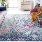 SAFAVIEH Madison Collection Area Rug - 8' x 10', Blue & Grey, Boho Chic Glam Paisley Design, Non-Shedding & Easy Care, Ideal for