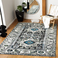 SAFAVIEH Vintage Hamadan Collection Accent Rug - 4 x 6, Dark Grey & Ivory, Oriental Design, Non-Shedding & Easy Care, Ideal fo