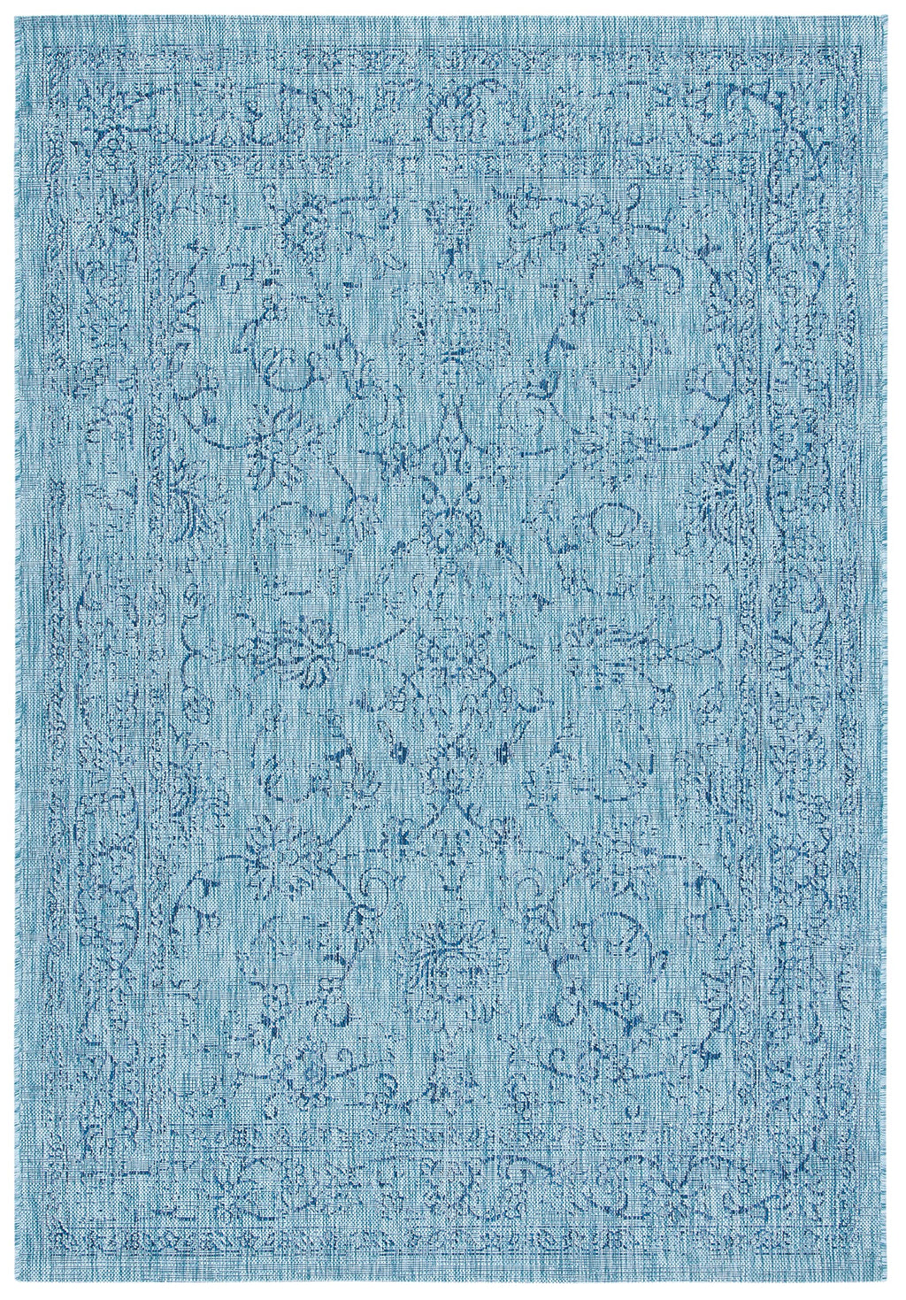 Safavieh Courtyard Collection 5'3' X 7'7' Aqua/Navy Cy8680 Indoor/ Outdoor -Waterproof Easy -Cleaning Patio Backyard Mudroom Area -Rug