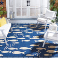 Safavieh Courtyard Collection 7'1' Square Navy/Beige Cy6012 Indoor/Outdoor Waterproof Easy Cleaning Patio Backyard Mudroom Area