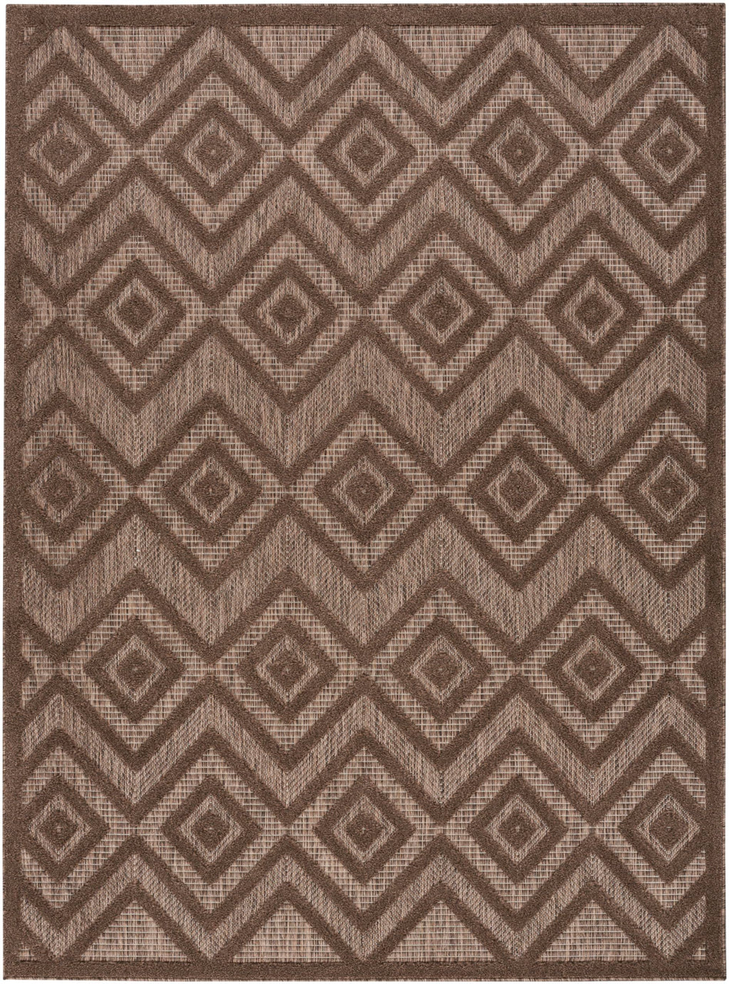 Nourison Versatile Indoor/Outdoor Brown 4' X 6' Area Rug, Easy Cleaning, Non Shedding, Bed Room, Living Room, Dining Room, Backyard, Deck, Patio (4X6)