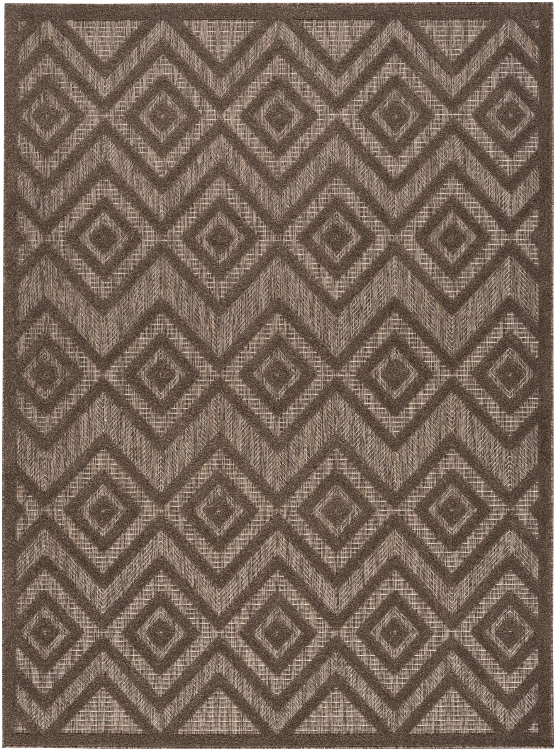 Nourison Versatile Indoor/Outdoor Brown 4' X 6' Area Rug, Easy Cleaning, Non Shedding, Bed Room, Living Room, Dining Room, Backyard, Deck, Patio (4X6)