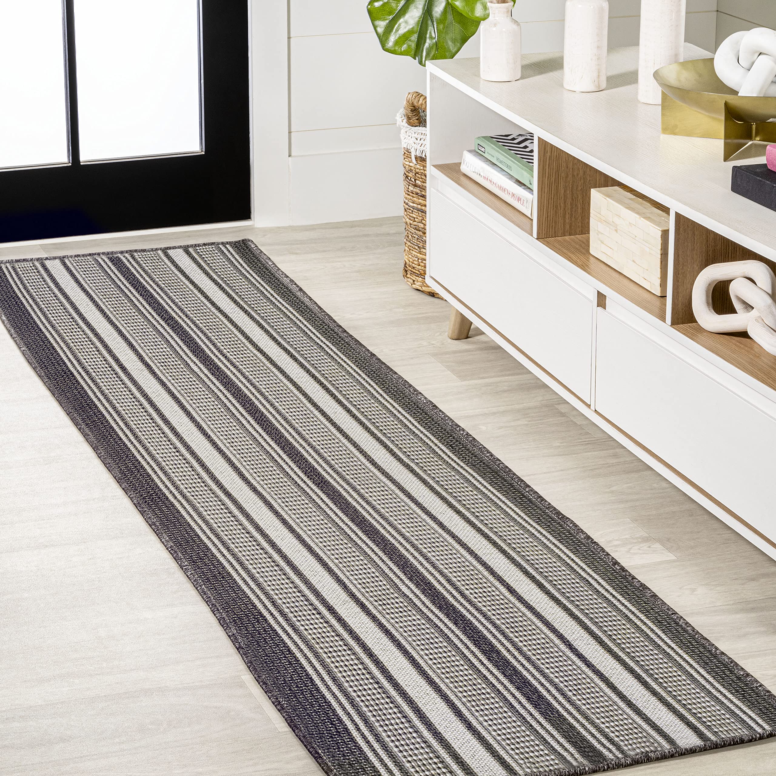 Jonathan Y Smb202B-28 Haynes Modern Double Stripe Indoor Outdoor Area Rug, Farmhouse Rustic Transitional Easy Cleaning,Bedroom,K