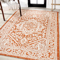 Jonathan Y Smb101F-3 Sinjuri Medallion Textured Weave Indoor Outdoor Area-Rug, Coastal, Traditional, Transitional Easy-Cleaning,