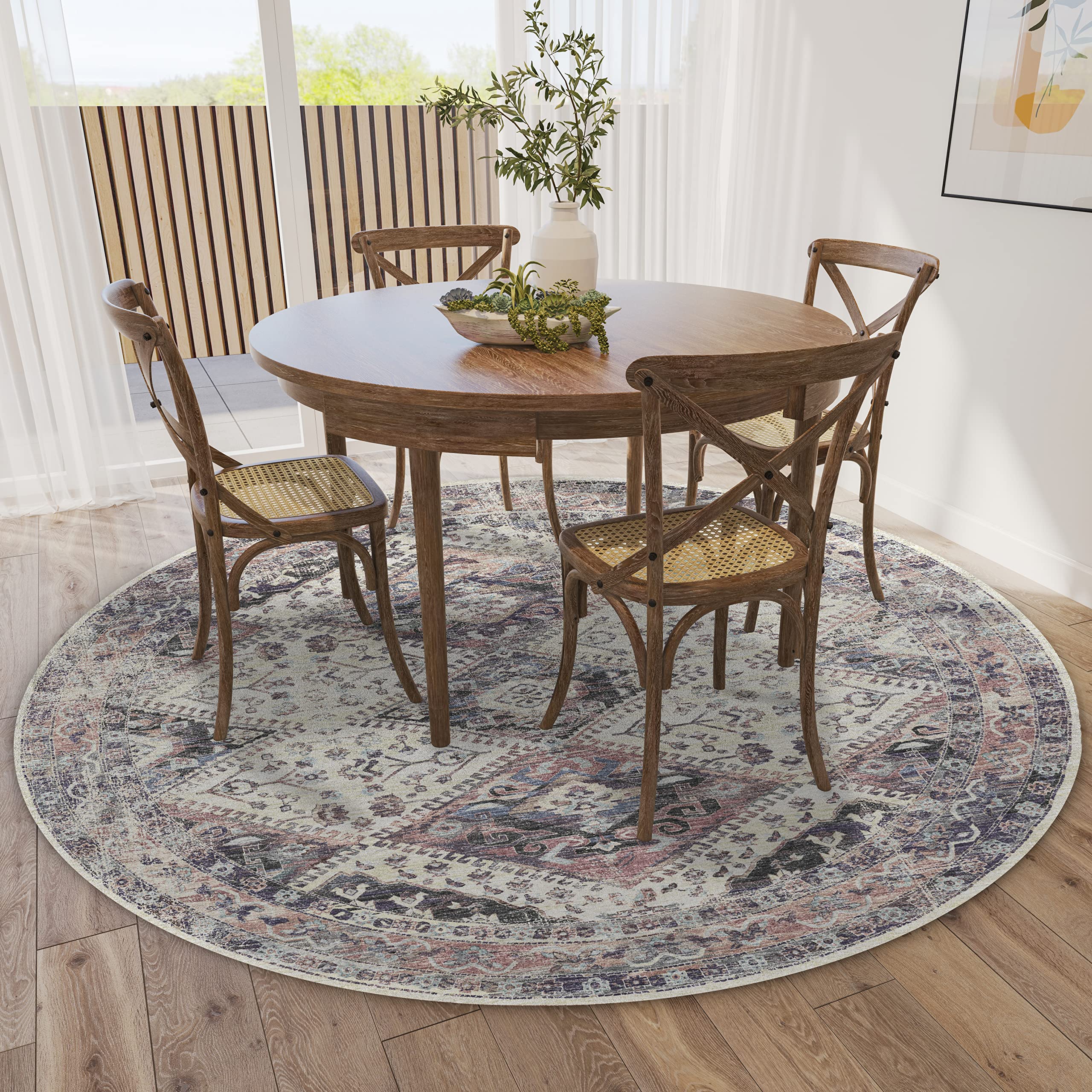 Dalyn Rugs Jericho Jc9 Pearl 4' X 4' Rectangle Soft Round Rug, Easy Clean, Non Shedding, Bedroom, Entry, Living Room, Dining Room, Kitchen Rug