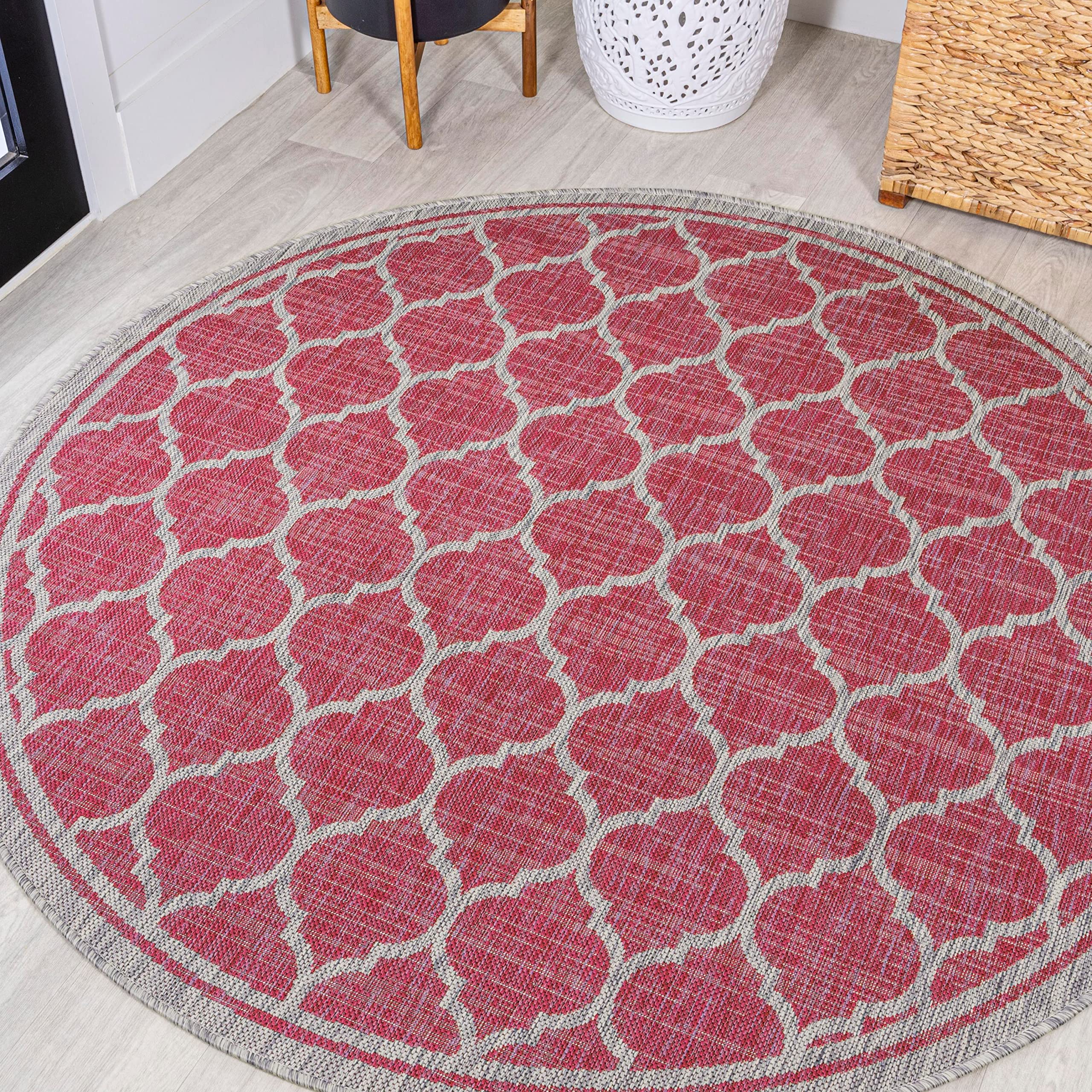 Jonathan Y Smb109H-5R Trebol Moroccan Trellis Textured Weave Indoor Outdoor Area Rug, Modern Coastal Casual Easy Cleaning,Bedroo
