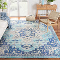 SAFAVIEH Madison Collection Area Rug - 6 x 9, Teal & Navy, Boho Chic Medallion Distressed Design, Non-Shedding & Easy Care, Id
