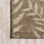 Jonathan Y Smb119A-210 Nevis Palm Frond Indoor Outdoor Area Rug Coastal Floral Easy Cleaning Bedroom Kitchen Backyard Patio Non Shedding, 2 X 10, Brown/Beige